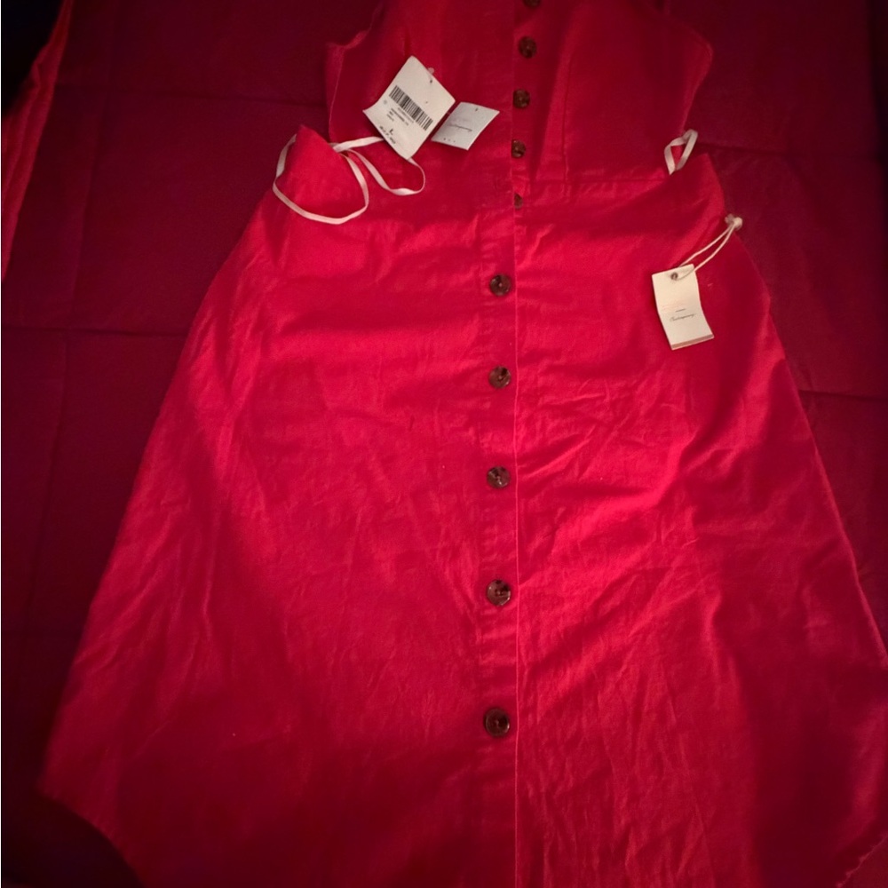 Forever 21 Bright Red Button-Front Sundress